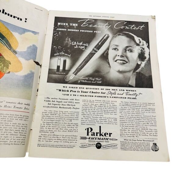 1936 AUGUST 1 SATURDAY EVENING POST MAGAZINE - Boy Tubing 5 Cent - Picture 7 of 8